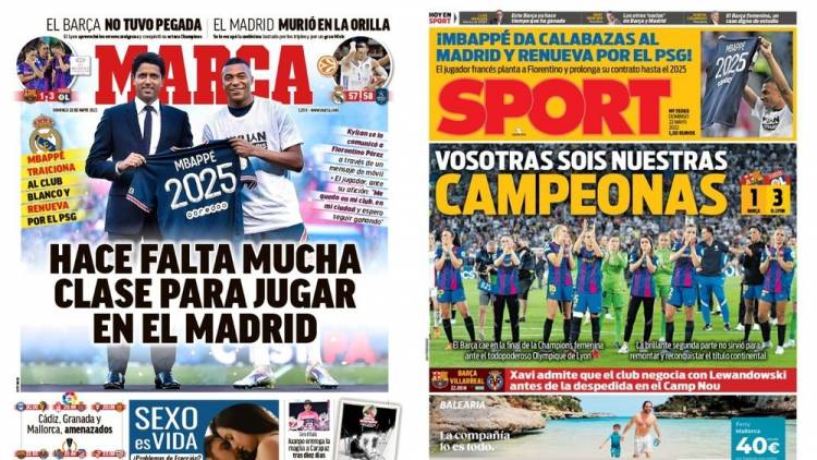 La presse sportive espagnole très en colère contre Mbappé après sa prolongation au PSG