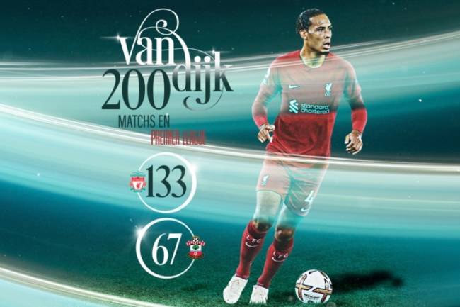 200 matchs pour Virgil van Dijk en Premier League